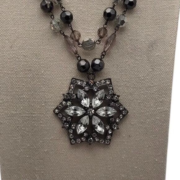 Art Deco Style Statement Necklace | Crystal Starburst Pendant - Picture 11 of 12